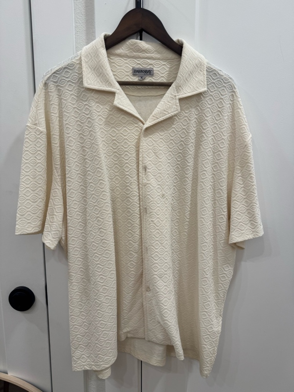 Hawes & Curtis Cream Textured Short Sleeve Button-Up